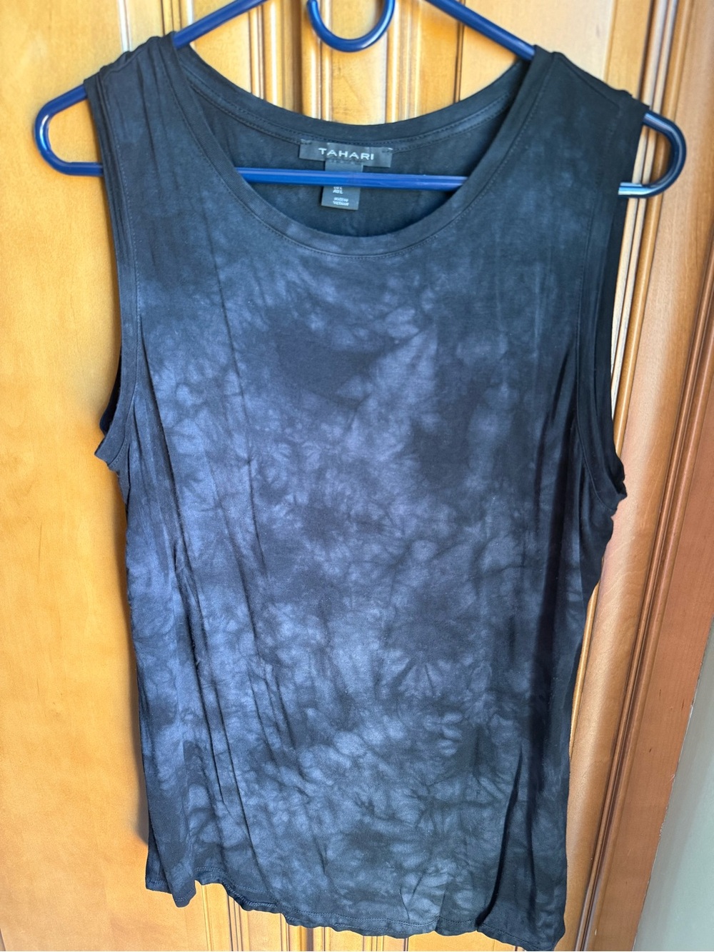 Tahari Black & Charcoal Tie-Dye Sleeveless Tank Top